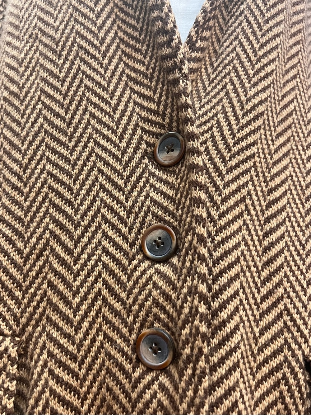 Lauren Ralph Lauren 1X Brown Herringbone Wool Cashmere Long Blazer Jacket - Picture 14 of 14